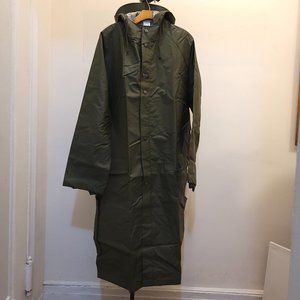 Helly Hansen work wear army green hooded raincoat heavyweight men's 2XL/2TG